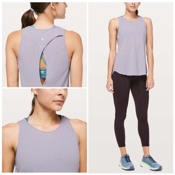 Lululemon Athletica Open Up Tie Back High Neck Tank Top in Lavender Print - Wome - Picture 1 of 10
